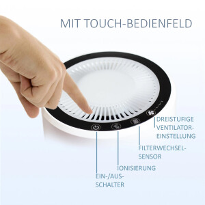 Metrox Luftreiniger Air Purifier Ionisator und 3 Stufen Filtration Weiß ME-1522
