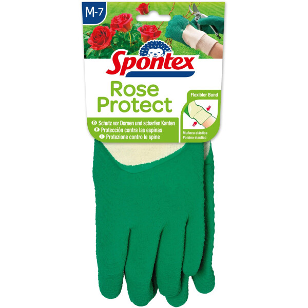 Spontex Handschuhe Rose Protect Gr. 7 Gartenhandschuh für Hecken Größe M