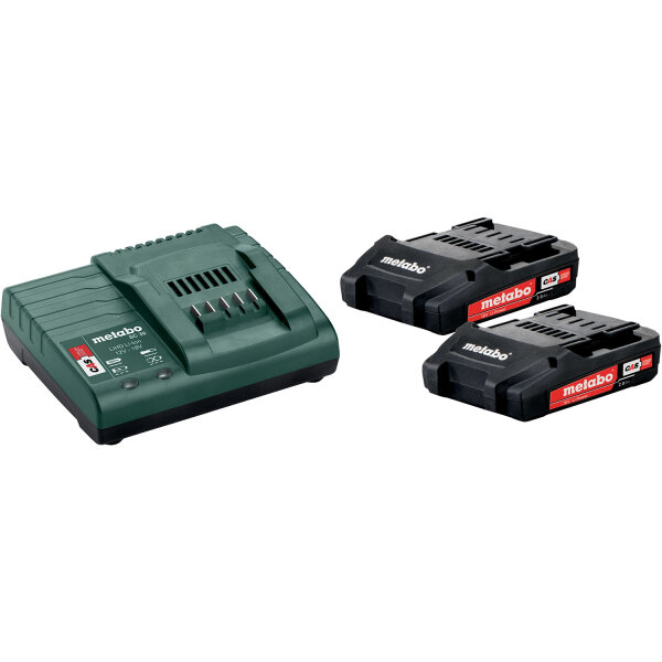 Metabo Basic-Set 2 x Li-Ion 2 Ah Ladegerät Werkzeug Akku SC 30 18V