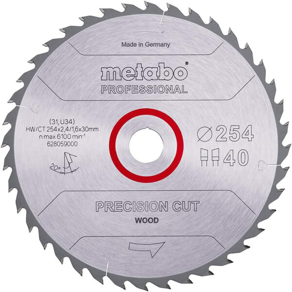 Metabo Professional Kreissägeblatt Precision Cut Wood 254 x 30 mm Ø254 628059000