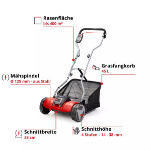 Einhell Akku Spindelmäher GE-HM 18/38 Li-Solo gebraucht ohne Fangkorb