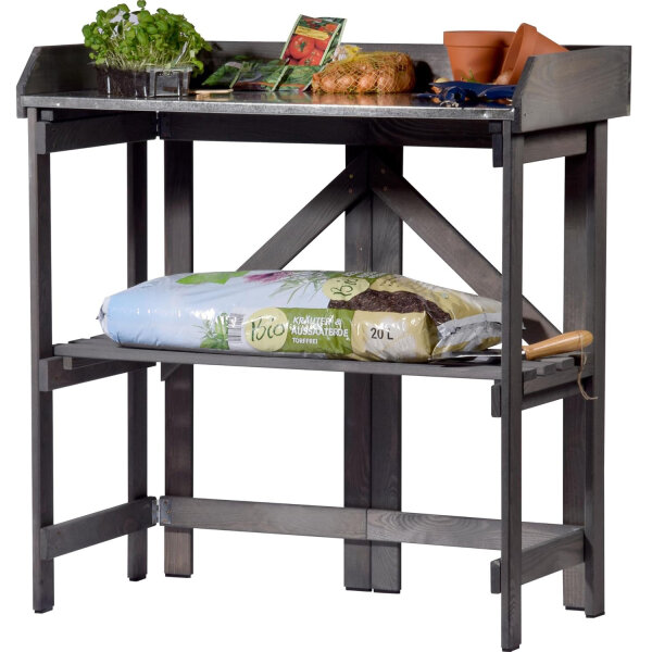 Dobar Klappbarer Pflanztisch Blumentisch 85 x 44 x 89 cm Anthrazit
