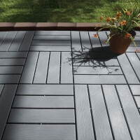MAXXMEE Terassenplatten Stecksystem Kunststoff Holz-Optik 12er Set 30x30 cm