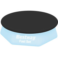 Bestway Plane PVC-Abdeckplane für Fast Set Pool Ø 244 cm Schwarz rund