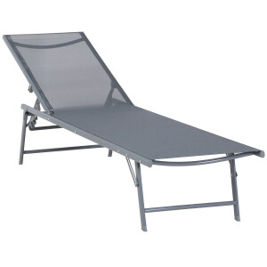 Casma Sonnenliege Gartenliege Liegestuhl Relaxliege Stahl Polyester Grau