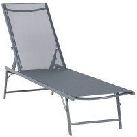 Casma Sonnenliege Gartenliege Liegestuhl Relaxliege Stahl Polyester Grau