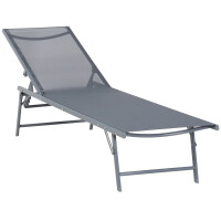 Casma Sonnenliege Gartenliege Liegestuhl Relaxliege Stahl Polyester Grau