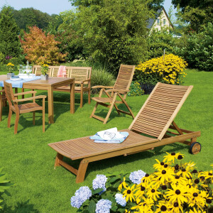Sonnenliege Gartenliege Liegestuhl Relaxliege klappbar rollbar Holz Chelsea FSC®