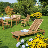 Sonnenliege Gartenliege Liegestuhl Relaxliege klappbar rollbar Holz Chelsea FSC®
