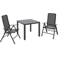 Sitzgruppe Sitzgarnitur Lounge-Set Vigo Harris 3-tlg. Aluminium Grau-Schwarz