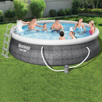 Bestway Fast Set Aufstellpool-Set Komplettset Ø 457 x 107 cm Rund Schiefergrau