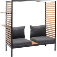 Lounge-Set Sitzgarnitur Skipton 2-teilig mit Hocker Teakholz Schwarz-Anthrazit