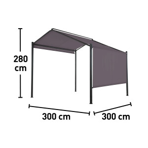 Stahl Pavillon Überdachung Gartenlaube Bacliff 3 m x 3 m x 2,8 m Anthrazit