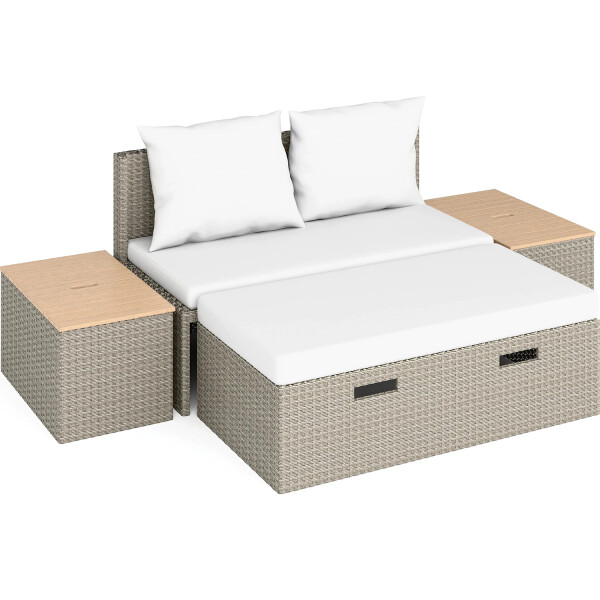 Lounge-Set Sitzgruppe Terrassenmöbel-Set Bostonia 4-tlg. Polyrattan Hellbraun