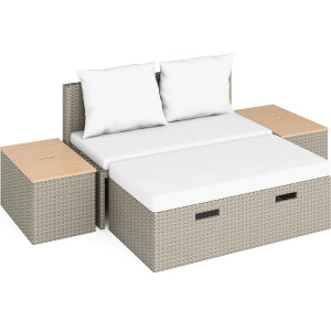 Lounge-Set Sitzgruppe Terrassenmöbel-Set Bostonia 4-tlg. Polyrattan Hellbraun