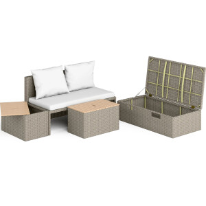 Lounge-Set Sitzgruppe Terrassenmöbel-Set Bostonia 4-tlg. Polyrattan Hellbraun