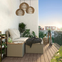 Lounge-Set Sitzgruppe Terrassenmöbel-Set Bostonia 4-tlg. Polyrattan Hellbraun