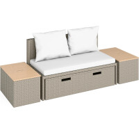 Lounge-Set Sitzgruppe Terrassenmöbel-Set Bostonia 4-tlg. Polyrattan Hellbraun