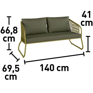 Lounge-Set Sitzgarnitur mit Esstisch Scafford 4-teilig mit Seilbespannung Oliv