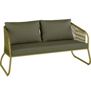 Lounge-Set Sitzgarnitur mit Esstisch Scafford 4-teilig mit Seilbespannung Oliv