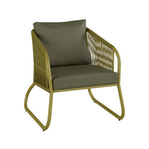 Lounge-Set Sitzgarnitur mit Esstisch Scafford 4-teilig mit Seilbespannung Oliv