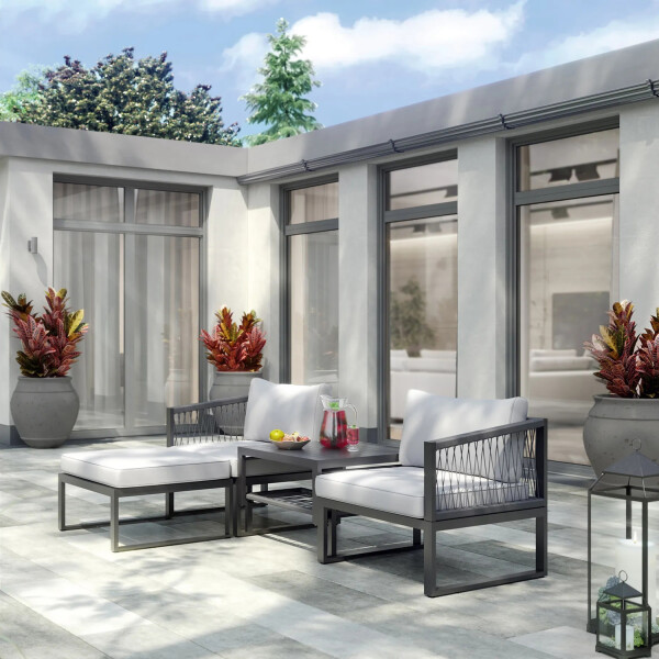 Lounge-Set Outdoor-Lounge Sitzlounge Willa 4-teilig aus Aluminium Anthrazit