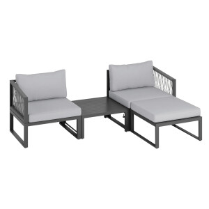 Lounge-Set Outdoor-Lounge Sitzlounge Willa 4-teilig aus Aluminium Anthrazit