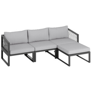 Lounge-Set Outdoor-Lounge Sitzlounge Willa 4-teilig aus Aluminium Anthrazit