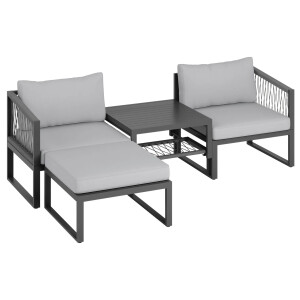 Lounge-Set Outdoor-Lounge Sitzlounge Willa 4-teilig aus Aluminium Anthrazit