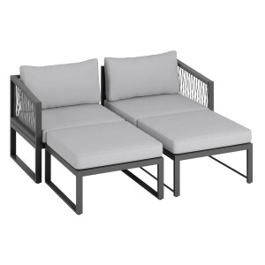 Lounge-Set Outdoor-Lounge Sitzlounge Willa 4-teilig aus Aluminium Anthrazit