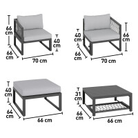 Lounge-Set Outdoor-Lounge Sitzlounge Willa 4-teilig aus Aluminium Anthrazit