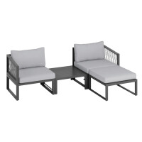 Lounge-Set Outdoor-Lounge Sitzlounge Willa 4-teilig aus Aluminium Anthrazit