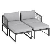 Lounge-Set Outdoor-Lounge Sitzlounge Willa 4-teilig aus Aluminium Anthrazit