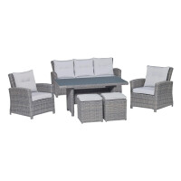 Lounge-Set Sitzlounge mit Esstisch Vermont 6-teilig aus Polyrattan Wave Cliff