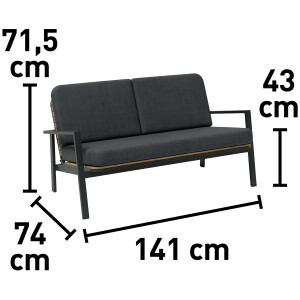 Lounge-Set Sitzgarnitur Garten-Lounge Olary 4-teilig Akazienholz Schwarz