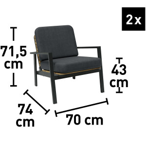 Lounge-Set Sitzgarnitur Garten-Lounge Olary 4-teilig Akazienholz Schwarz