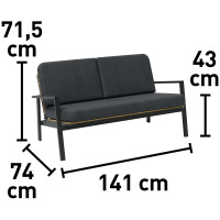 Lounge-Set Sitzgarnitur Garten-Lounge Olary 4-teilig Akazienholz Schwarz