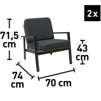 Lounge-Set Sitzgarnitur Garten-Lounge Olary 4-teilig Akazienholz Schwarz