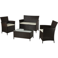 Gartenmöbel-Set Terrassenmöbel-Set Sitzgarnitur Canera 4-teilig Polyrattan Braun