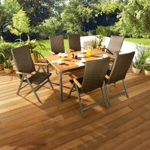 Klappsessel Gartenstuhl Davenport II Braun mit verstellbarer Rückenlehne FSC