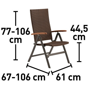 Klappsessel Gartenstuhl Davenport II Braun mit verstellbarer Rückenlehne FSC