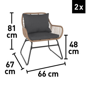 Balkonmöbel-Set Balkonmöbelgarnitur Balkonset Willmar 3-teilig Polyrattan Beige