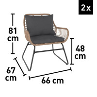 Balkonmöbel-Set Balkonmöbelgarnitur Balkonset Willmar 3-teilig Polyrattan Beige