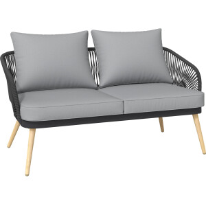 Lounge-Set Gartenlounge Gartenset Set Edna 4-teilig Seilbespannung Anthrazit