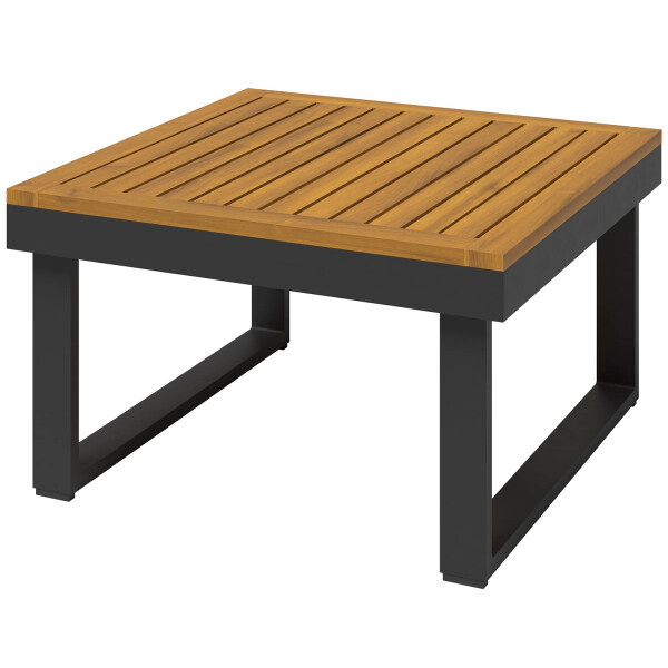 Lounge-Tisch Gartenmöbel Ablage Lipson aus Akazienholz und Aluminium Grau