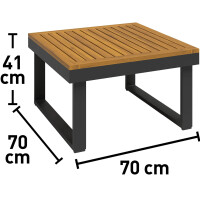 Lounge-Tisch Gartenmöbel Ablage Lipson aus Akazienholz und Aluminium Grau