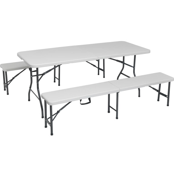 Bierzeltgarnitur Biertischgarnitur Bierbank Taloga 3-teilig aus Kunststoff