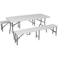 Bierzeltgarnitur Biertischgarnitur Bierbank 3 tlg. Klappbar aus Kunststoff 180cm