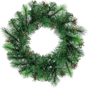 Weihnachtskranz Adventskranz Winterkranz LED-Beleuchtung Ø 45 cm x 10 cm Grün