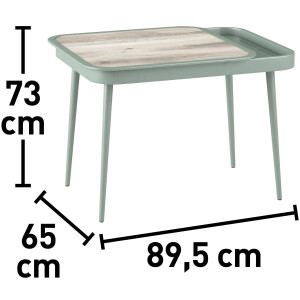 Balkontisch Terrassentisch Gartentisch Outdoortisch Paita 65 cm x 89,5 cm Grün